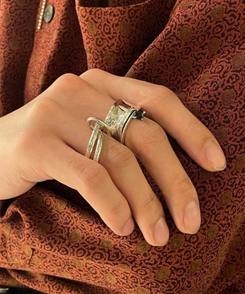 e.m.（イーエム） 指輪 リング ジルコニア平打ちリング レディース