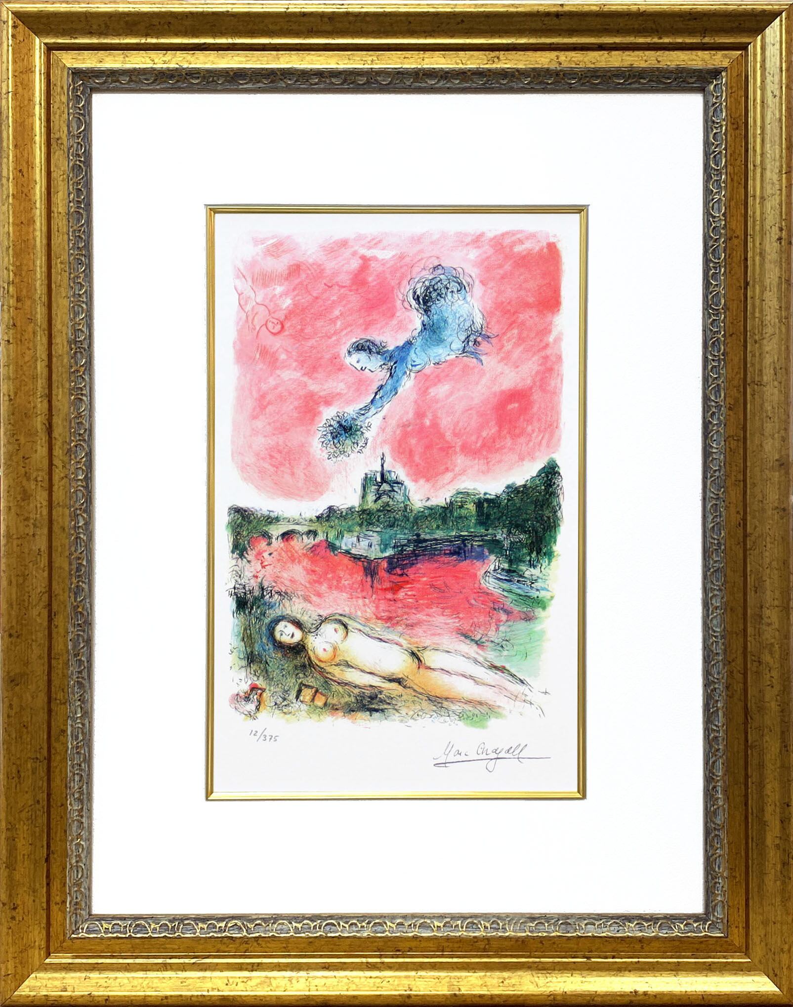 マルク シャガール絵画「ノートルダムの眺め」額縁4色選択可能 作品