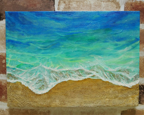 油絵 絵画【砂浜の海】 絵画 HR 通販 15827742｜Creema(クリーマ